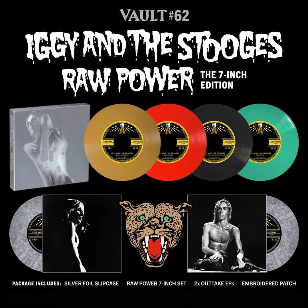 Third Man Records Vault #62, Iggy and the Stooges Raw Power 7-inch Vinyl Box Set, Silver Foil Slipcase with Embroidered Patch por Iggy Pop — capa do álbum